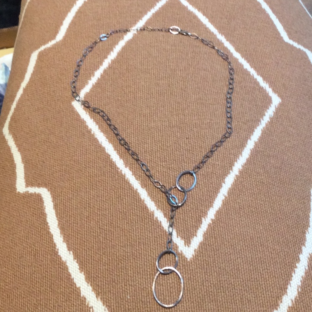 Silver Chain Necklace with Circle Pendants